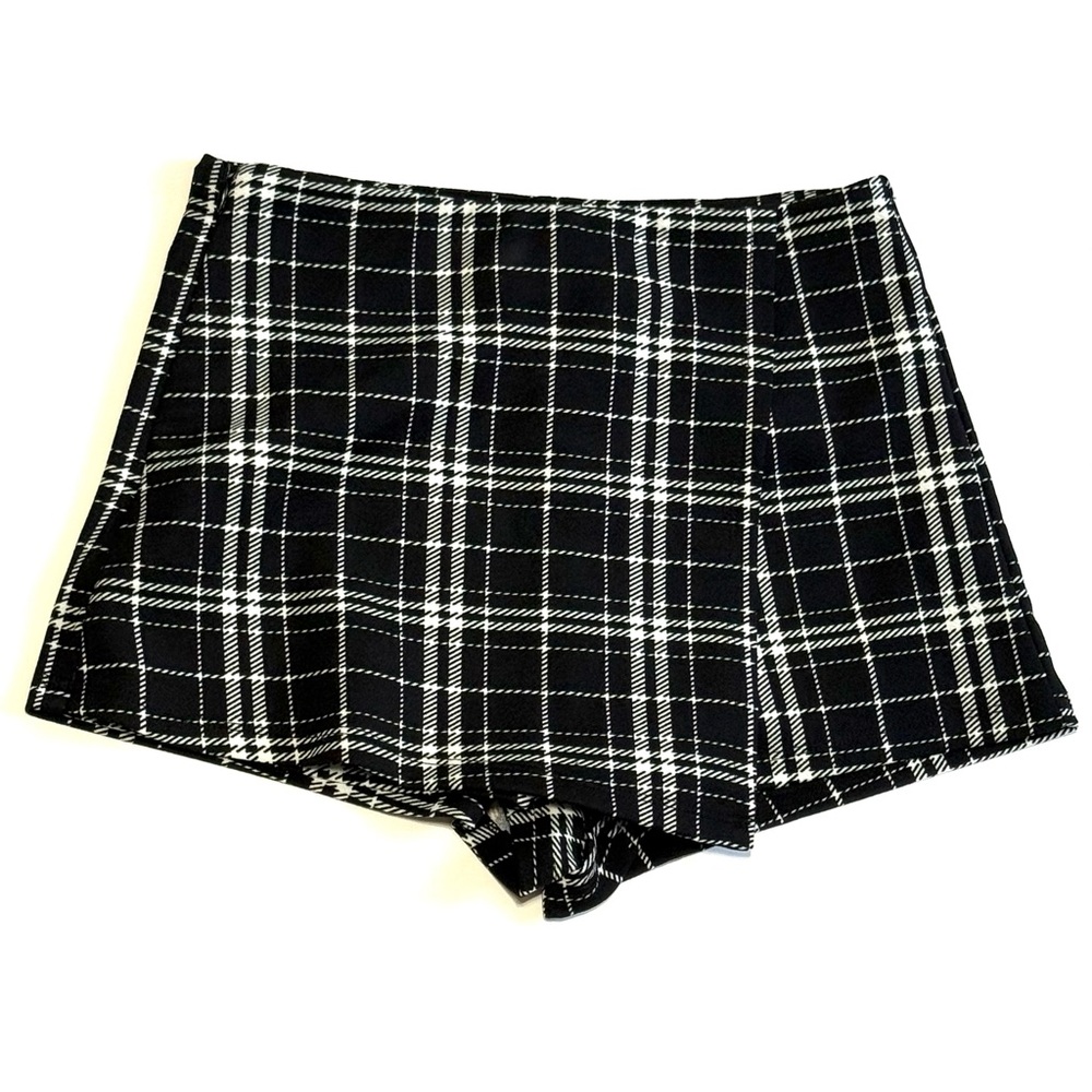Black & White Plaid High-Rise Skort Shorts Spring and summer clothes